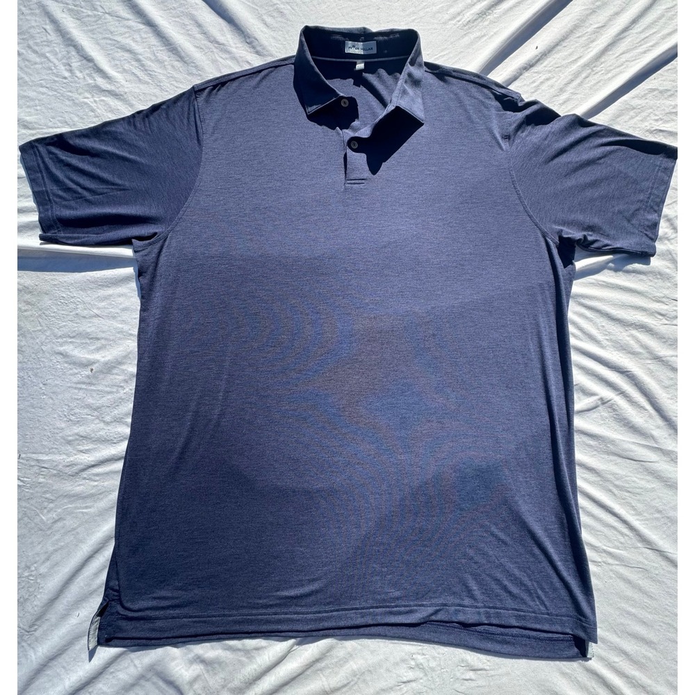 Peter Millar Mens XL Navy Blue Heathered‎ Performance Polo Shirt MS20EK70S NAV